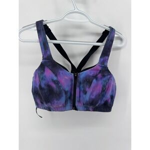 VICTORIAS SECRET Knockout Workout Sport Bra Galaxy Print Front Zip Size 36DD